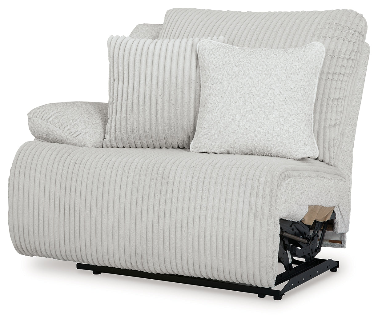 Head-on view of sectional sofa seating