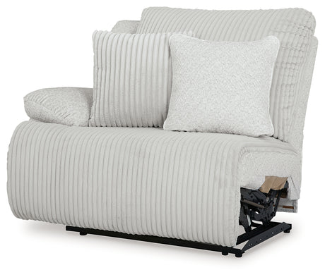 Head-on view of sectional sofa seating