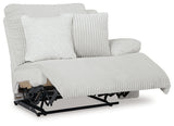 Side view showing attached cushions