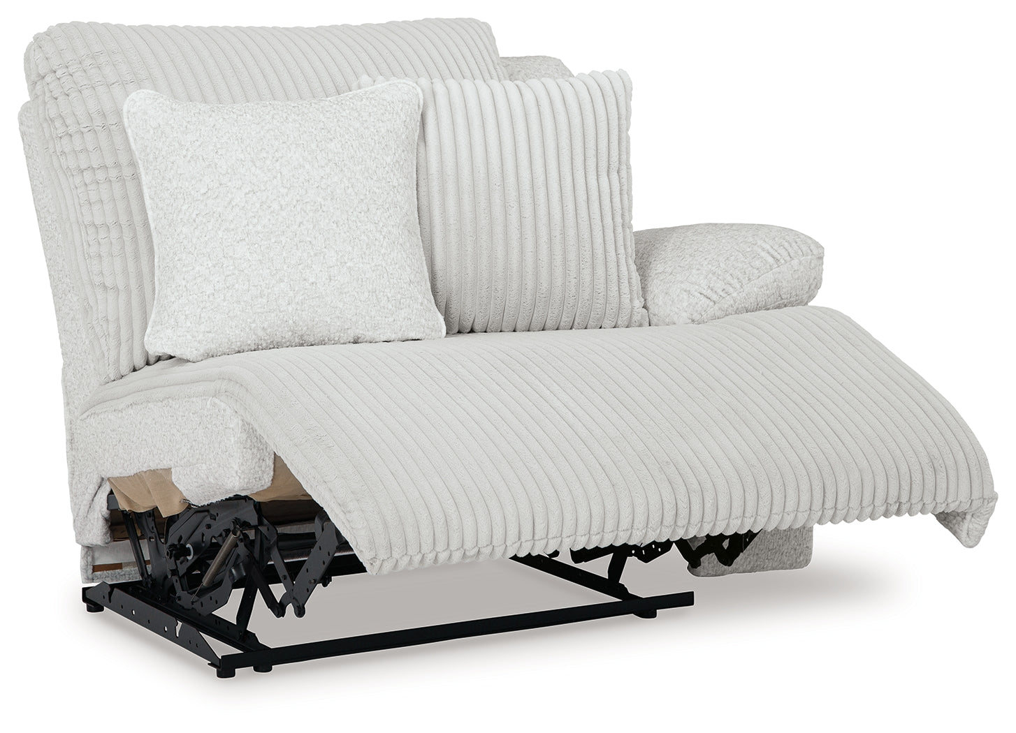 Side view showing attached cushions
