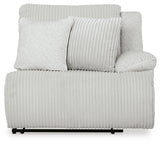 Head-on view highlighting sectional arms