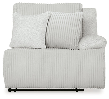 Head-on view highlighting sectional arms