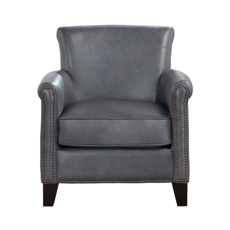 Braintree Burnish Gray Leather Accent Chair front view