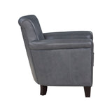 Close-up of Braintree Chair leather upholstery and nailhead trim