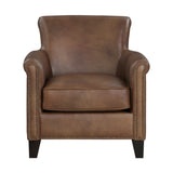 Braintree Brown Leather Accent Chair front view
