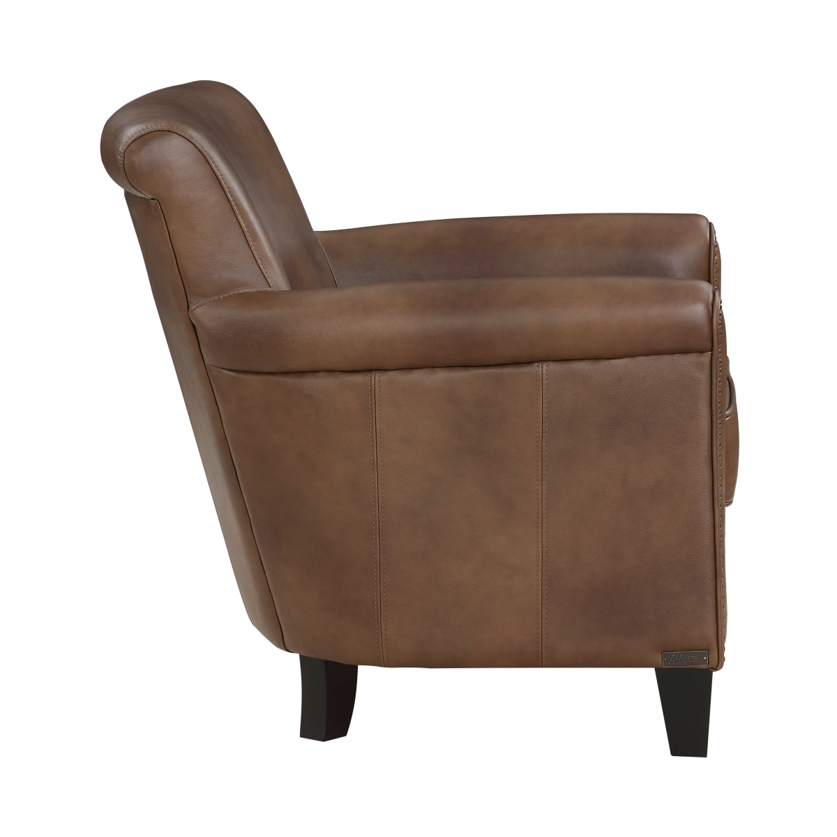 Close-up of Braintree chair leather and nailhead trim