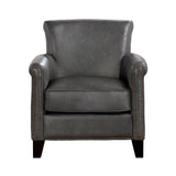 Braintree Gray Leather Accent Chair front view
