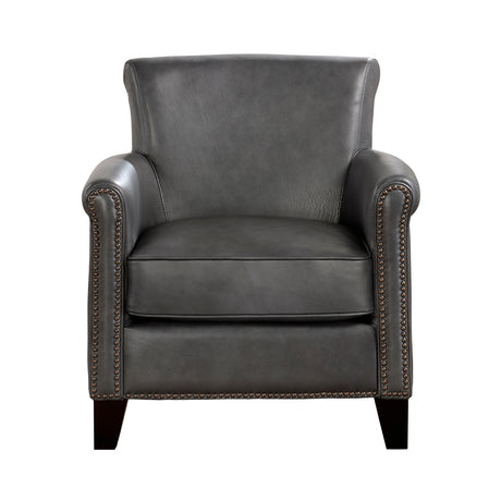 Braintree Gray Leather Accent Chair front view