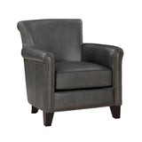Side view of Braintree Gray Leather Accent Chair