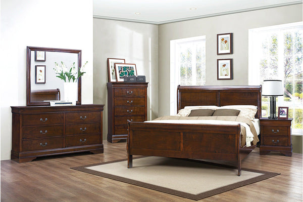 Main view of Mayville Burnished Brown Cherry Panel Bedroom Set bed