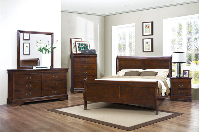 Main view of Mayville Burnished Brown Cherry Panel Bedroom Set bed