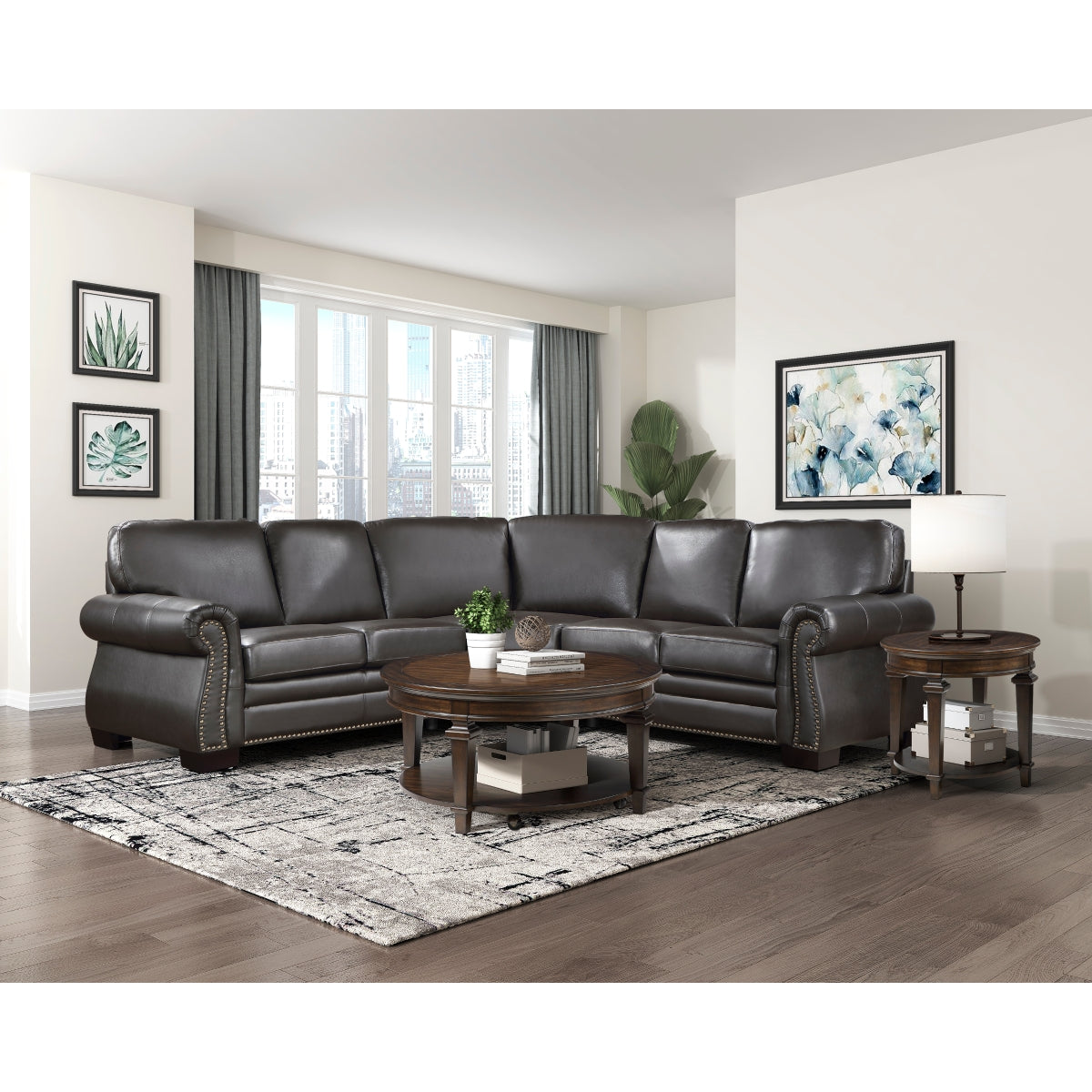Wareham Dark Brown Leather Sectional
