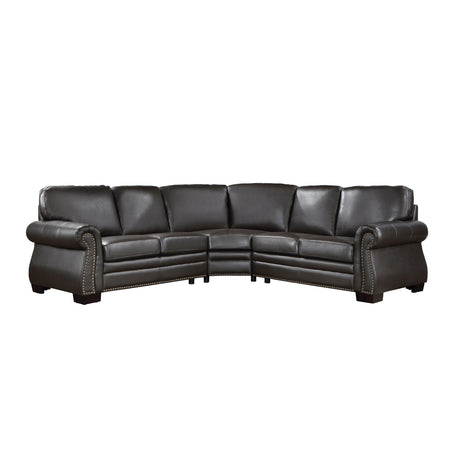 Wareham Dark Brown Leather Sectional sofa main view