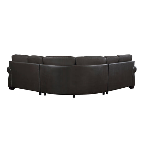 Close-up detail of Wareham Dark Brown Leather Sectional sofa