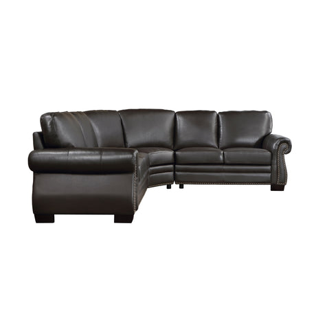 Wareham Dark Brown Leather Sectional sofa side view