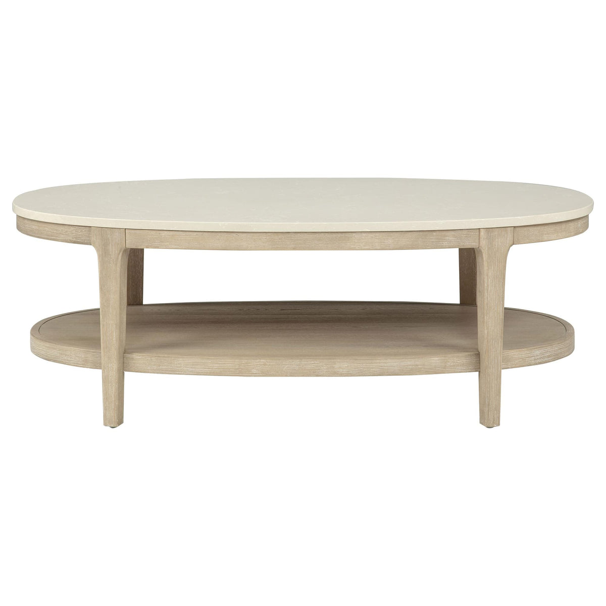Lucaire Oval Cultured Marble Top Coffee Table Honed Cream and Sandstone — product image 3