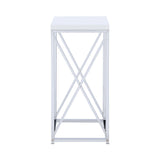 Edmund Accent Table angled front view highlighting glossy white surface