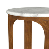 Top-down view of marble surface on side table