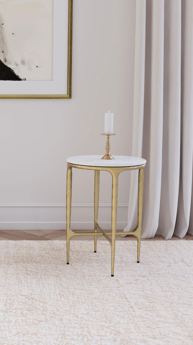 Umas Gold Marble Side Table angled view