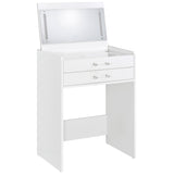 Top view showing compartmentalized drawer under glass tabletop