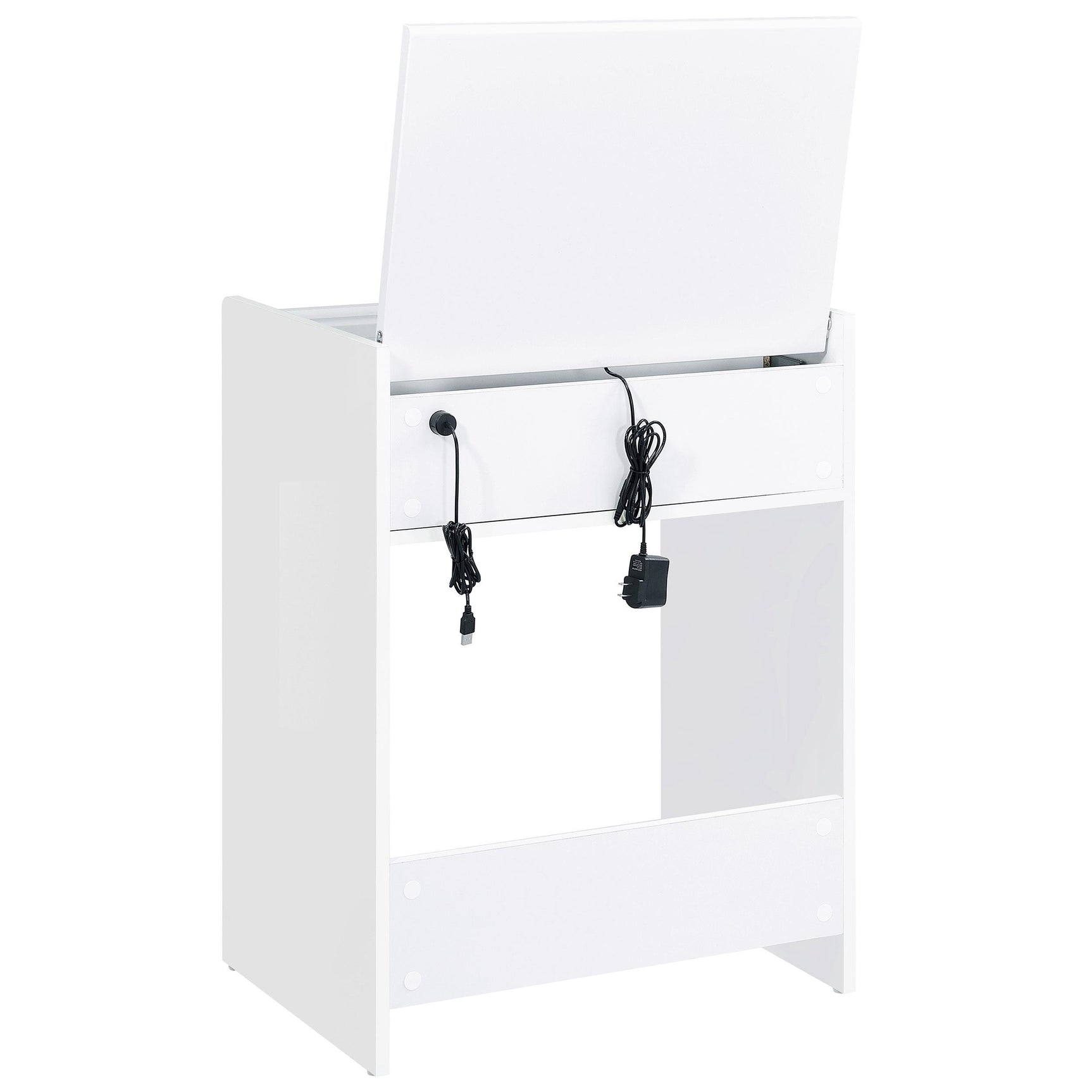 Danbury 3-drawer white high gloss makeup vanity and stool set with LED mirror