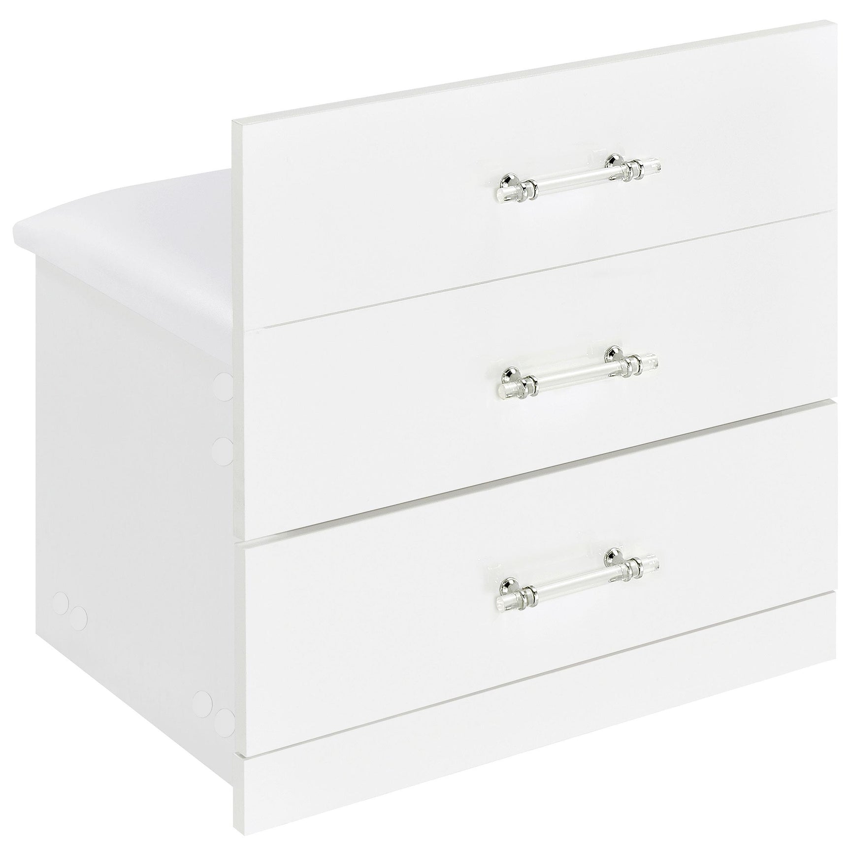 Danbury 3-drawer white high gloss makeup vanity and stool set with LED mirror