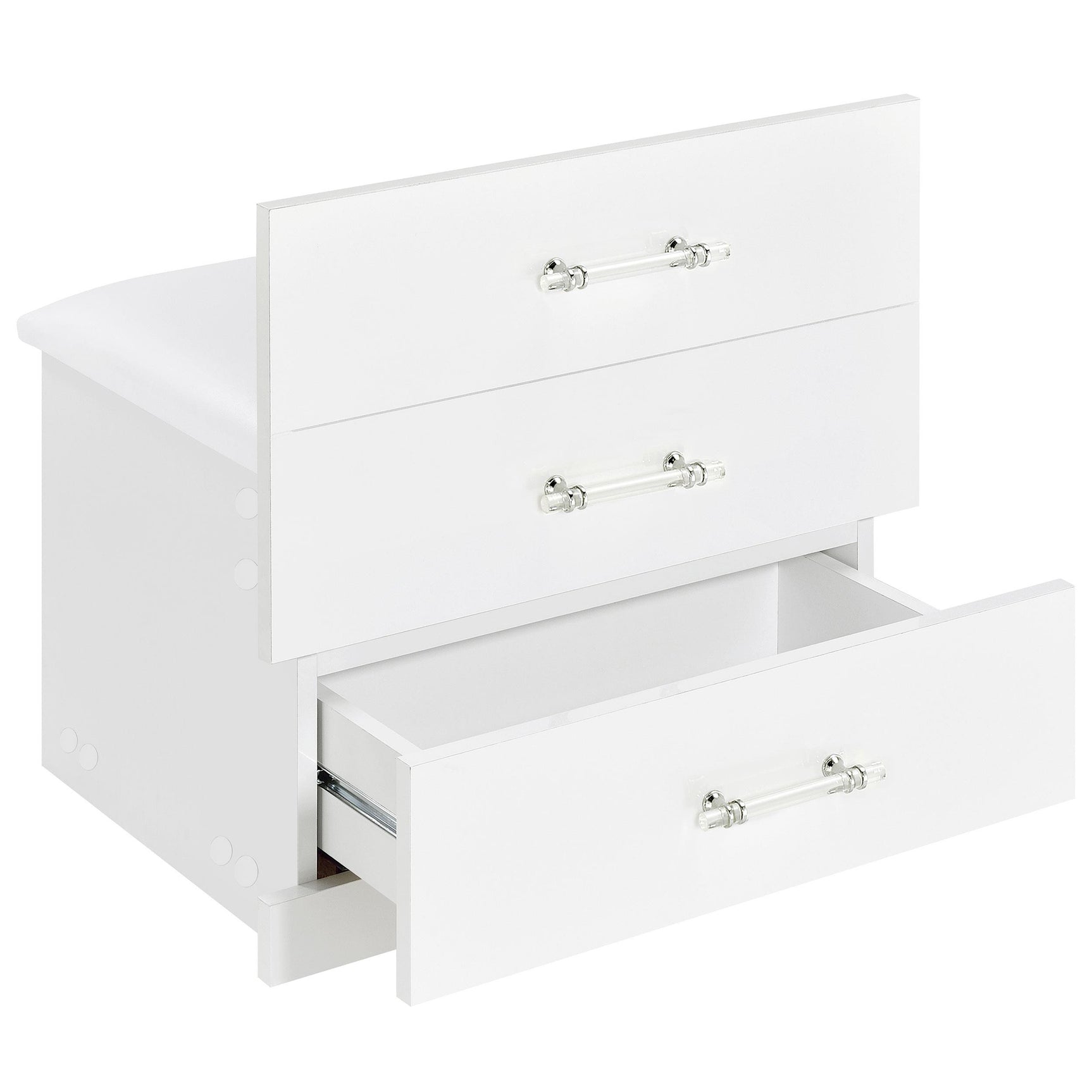 Danbury 3-drawer white high gloss makeup vanity and stool set with LED mirror