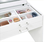 Danbury 3-drawer white high gloss makeup vanity and stool set with LED mirror