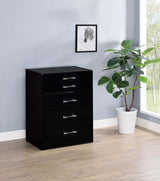 Side view of Danbury 3-drawer vanity with clear glass top and LED lighting
