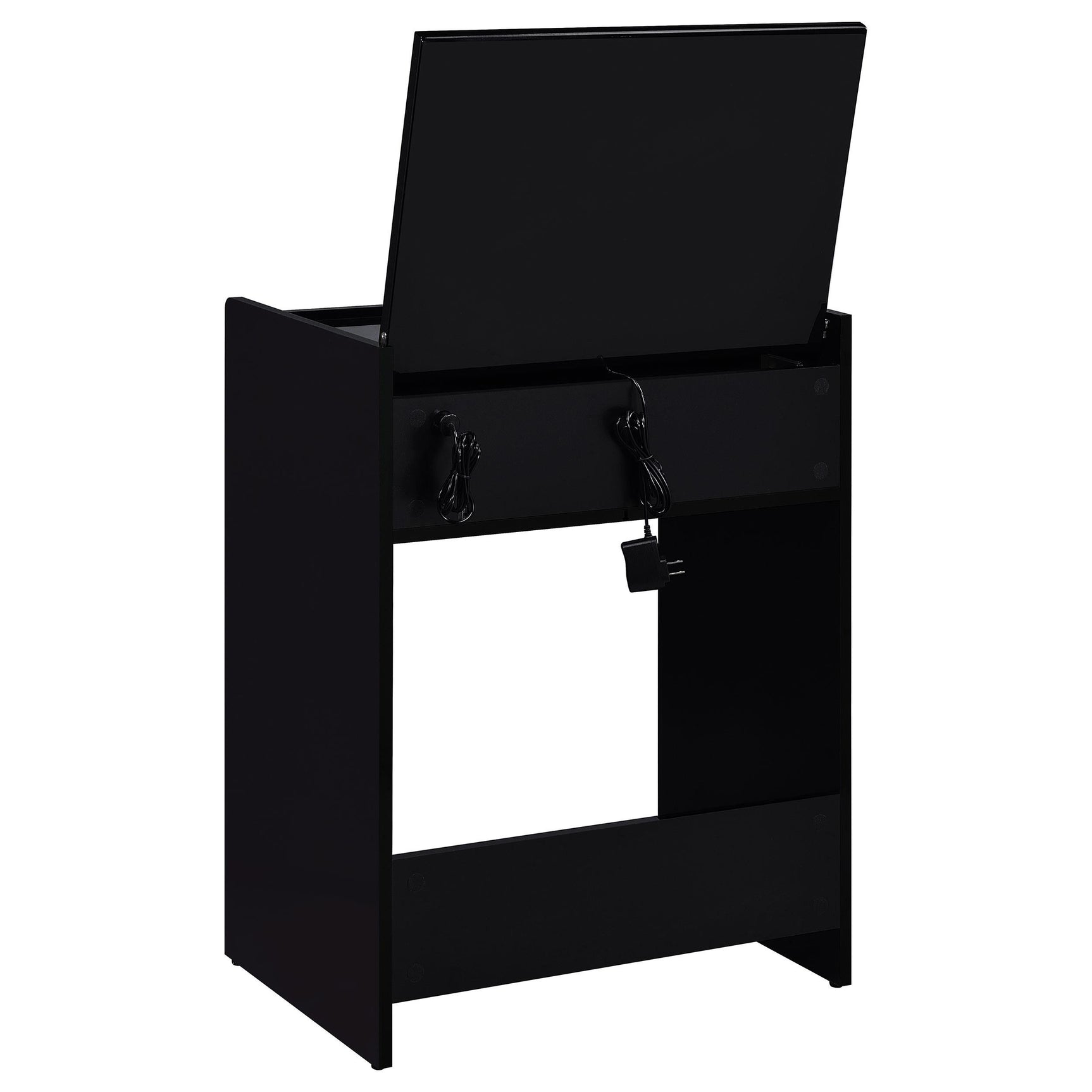 Vanity set in black high gloss in bedroom setting