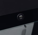 Vanity drawer metal glide close-up