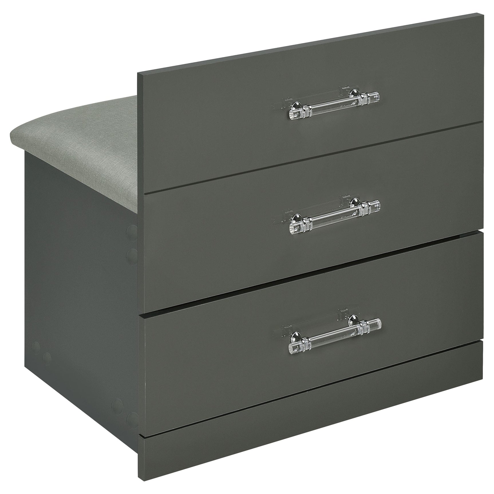 Danbury 3-drawer grey high gloss makeup vanity and stool set