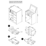 Danbury 3-drawer grey high gloss makeup vanity and stool set