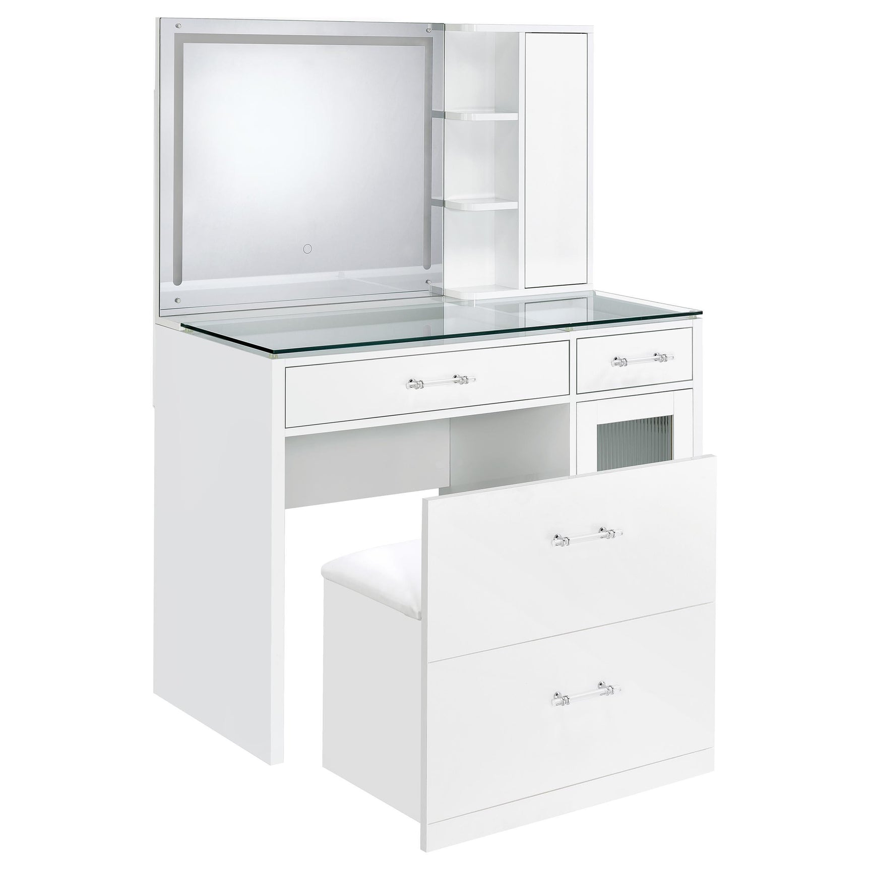 Clear acrylic drawer handles detail
