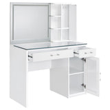 Vanity cabinet with fluted panel door open