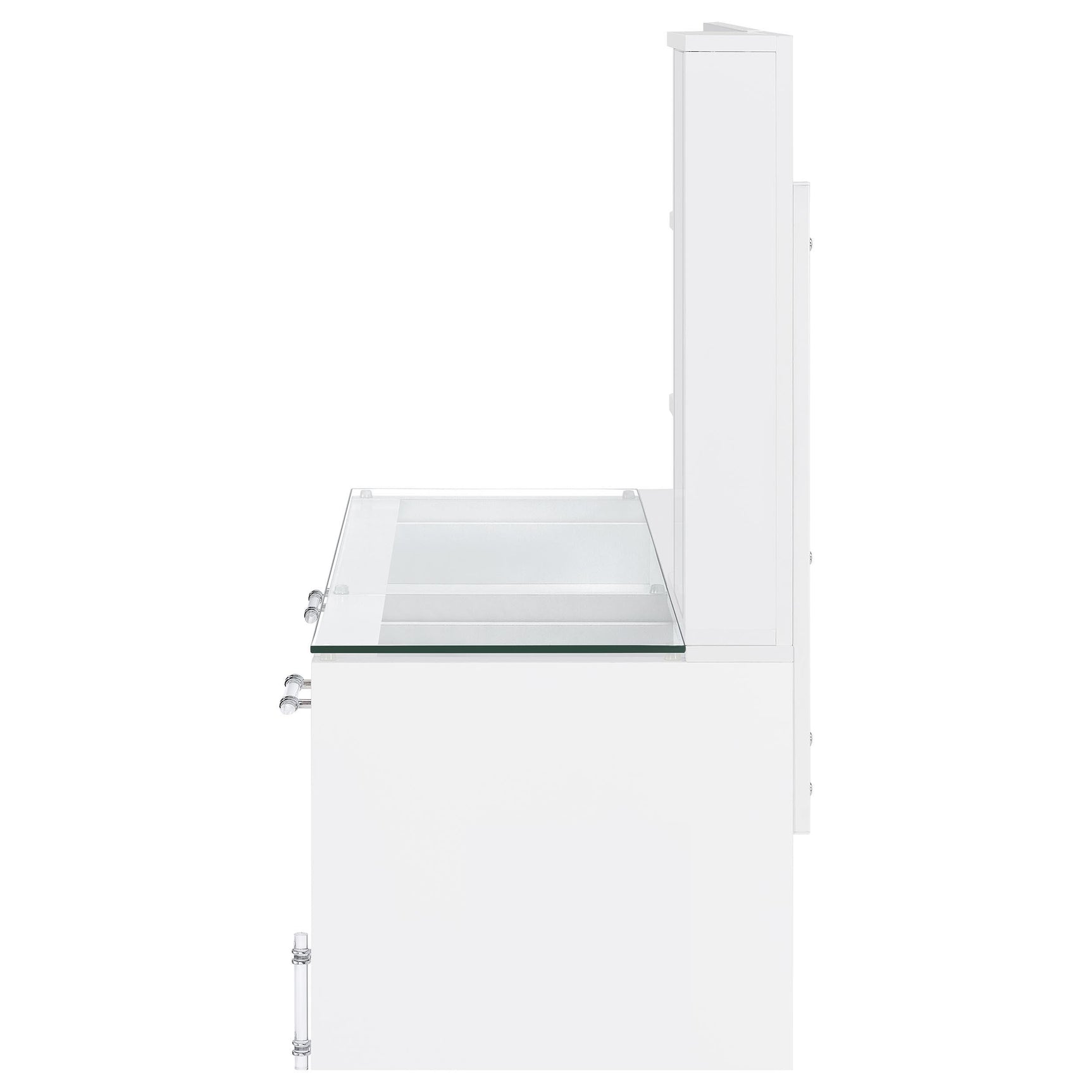 Back view of vanity showing power cord