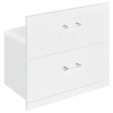Vanity with LED on and off comparison