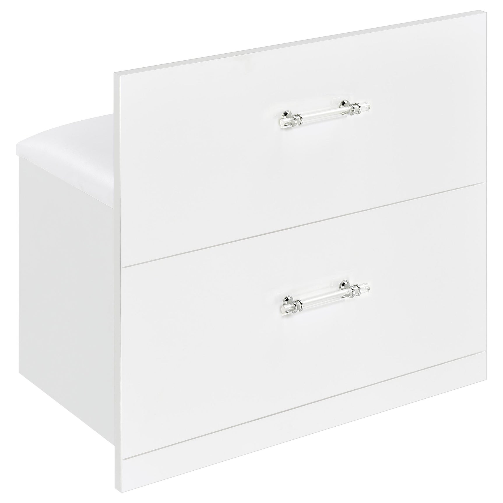 Vanity with LED on and off comparison