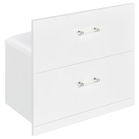 Vanity with LED on and off comparison