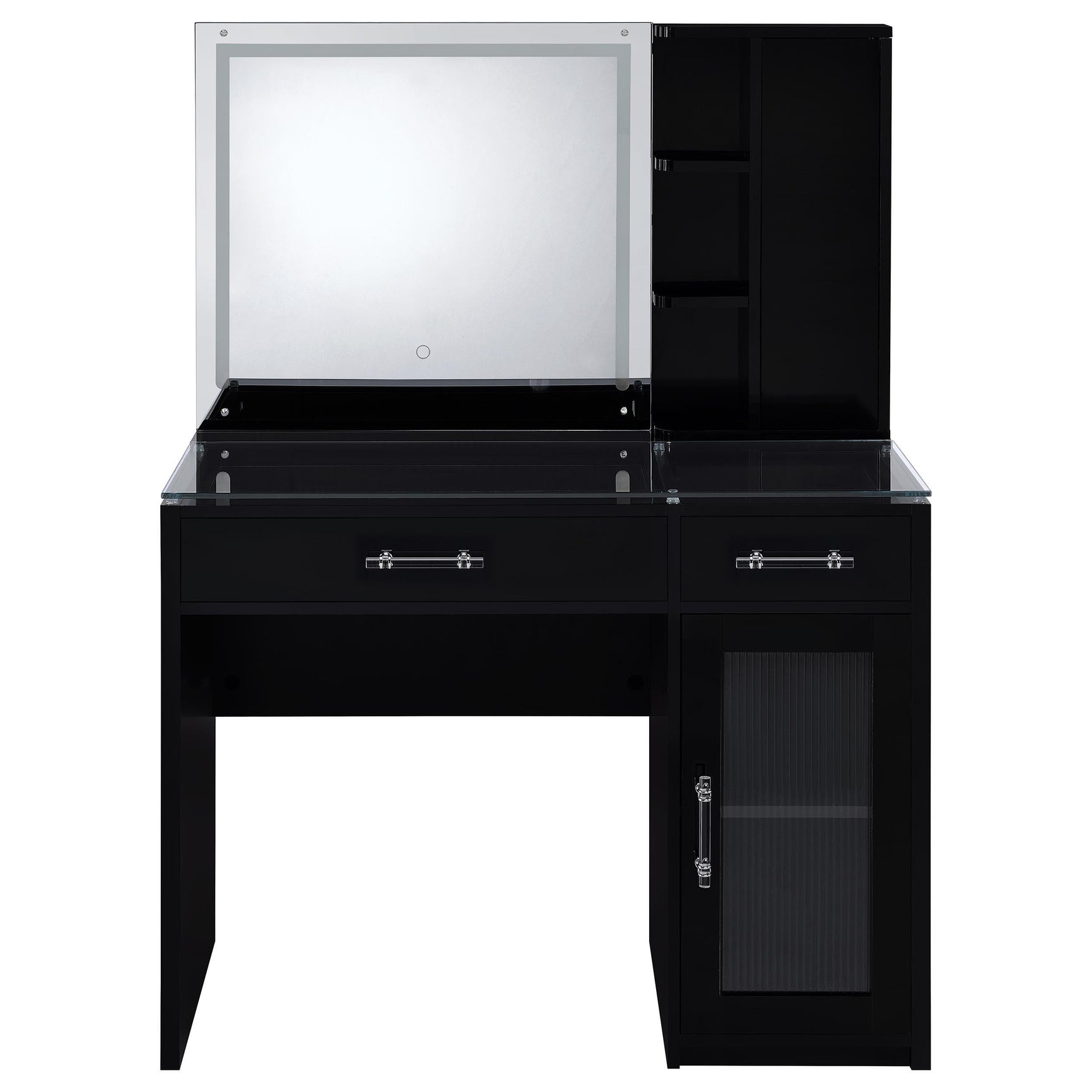 Back view of Flora vanity showing power cord
