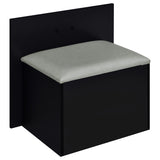 Vanity stool angled side view with seat dimensions