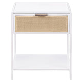 Amherst side table side angle showing metal frame