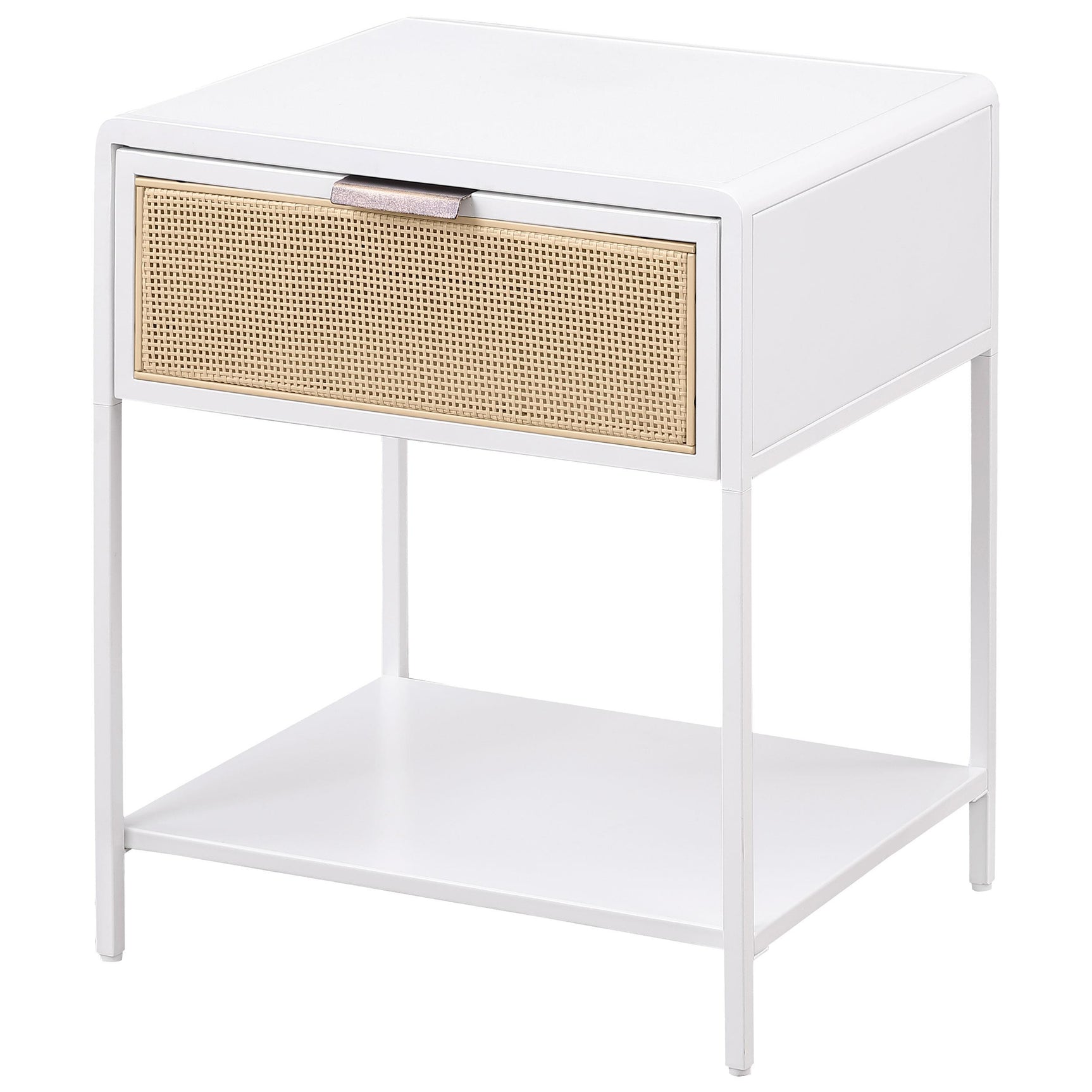 Amherst side table detail of metal legs and levelers