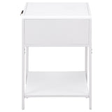 Amherst side table drawer open showing storage
