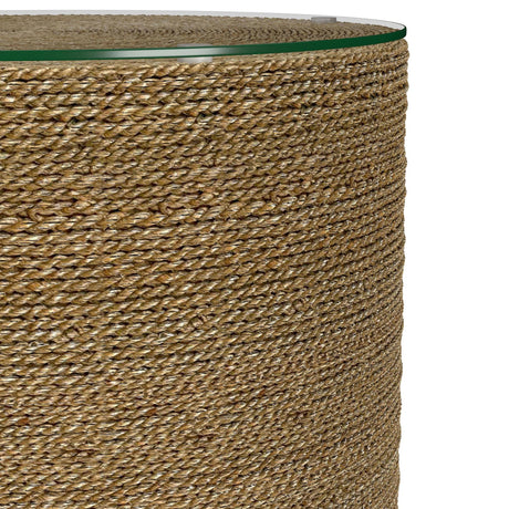 Halden accent side table showing leveler feet on bottom
