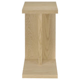 Side view of Clower light oak sofa side table