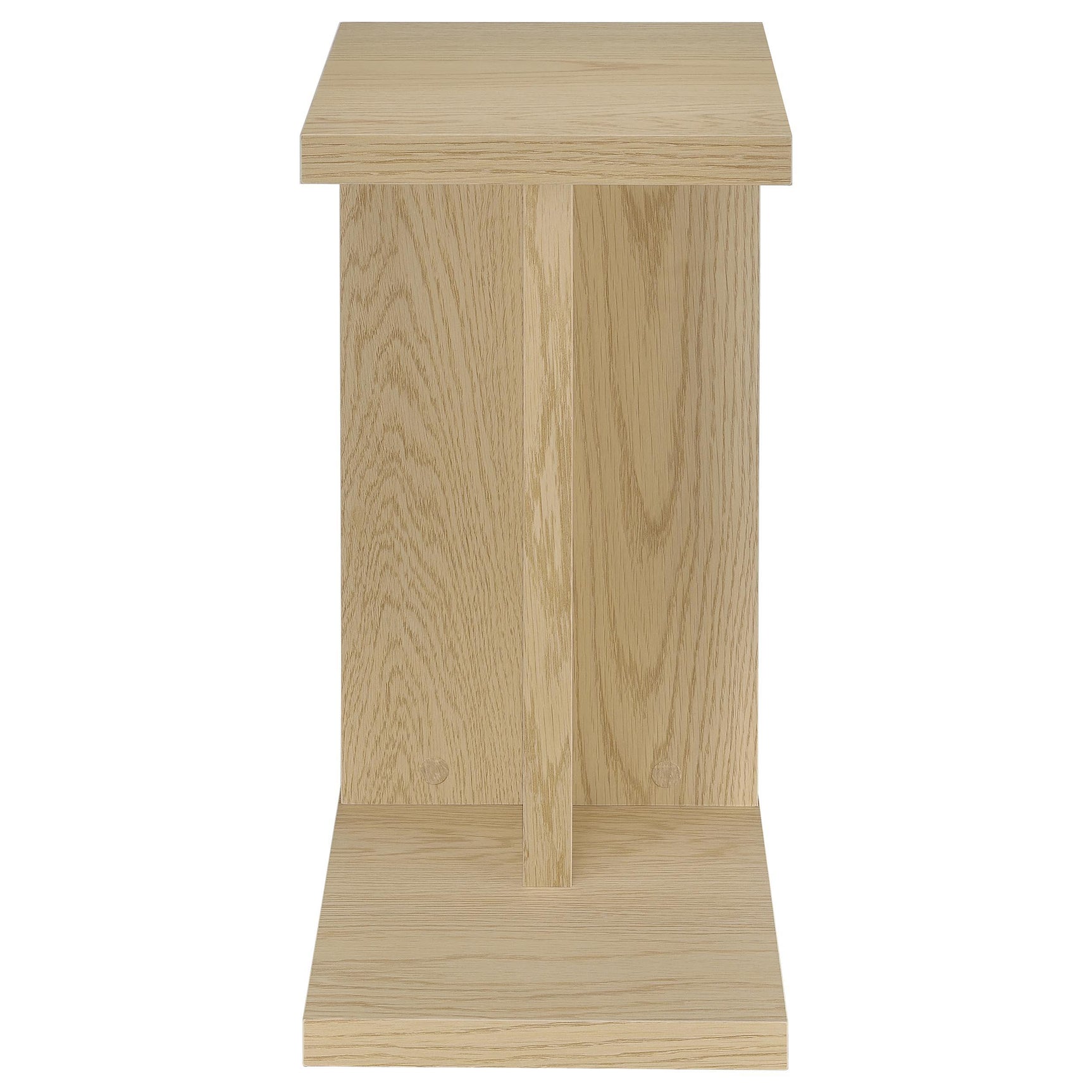 Side view of Clower light oak sofa side table