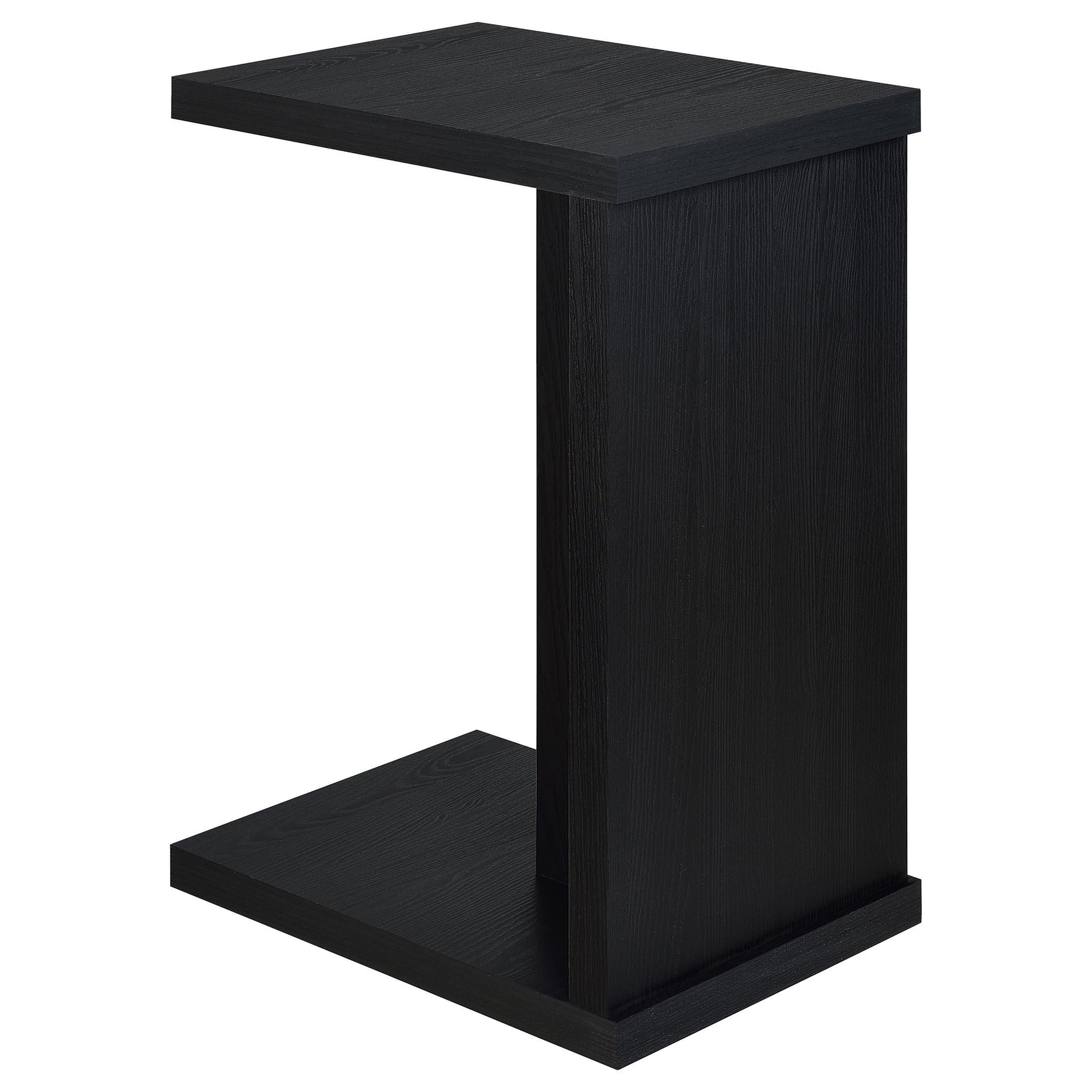 Clower side table positioned over sofa armrest