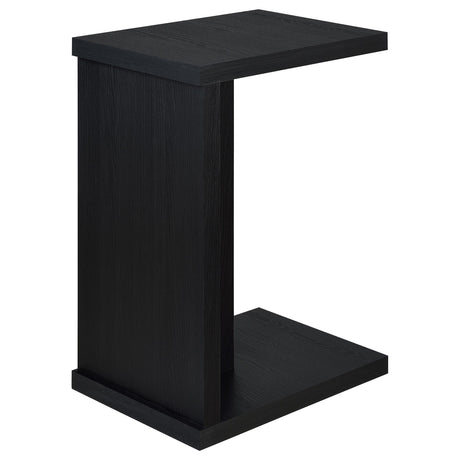 Angled shot showing open C-shaped frame of side table