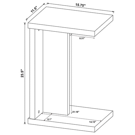 Side table demonstrating compact profile next to couch